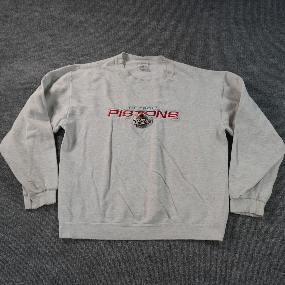 Vintage Detroit Pistons Sweatshirt Mens M Grey Vintage 90s NBA Distressed Delta